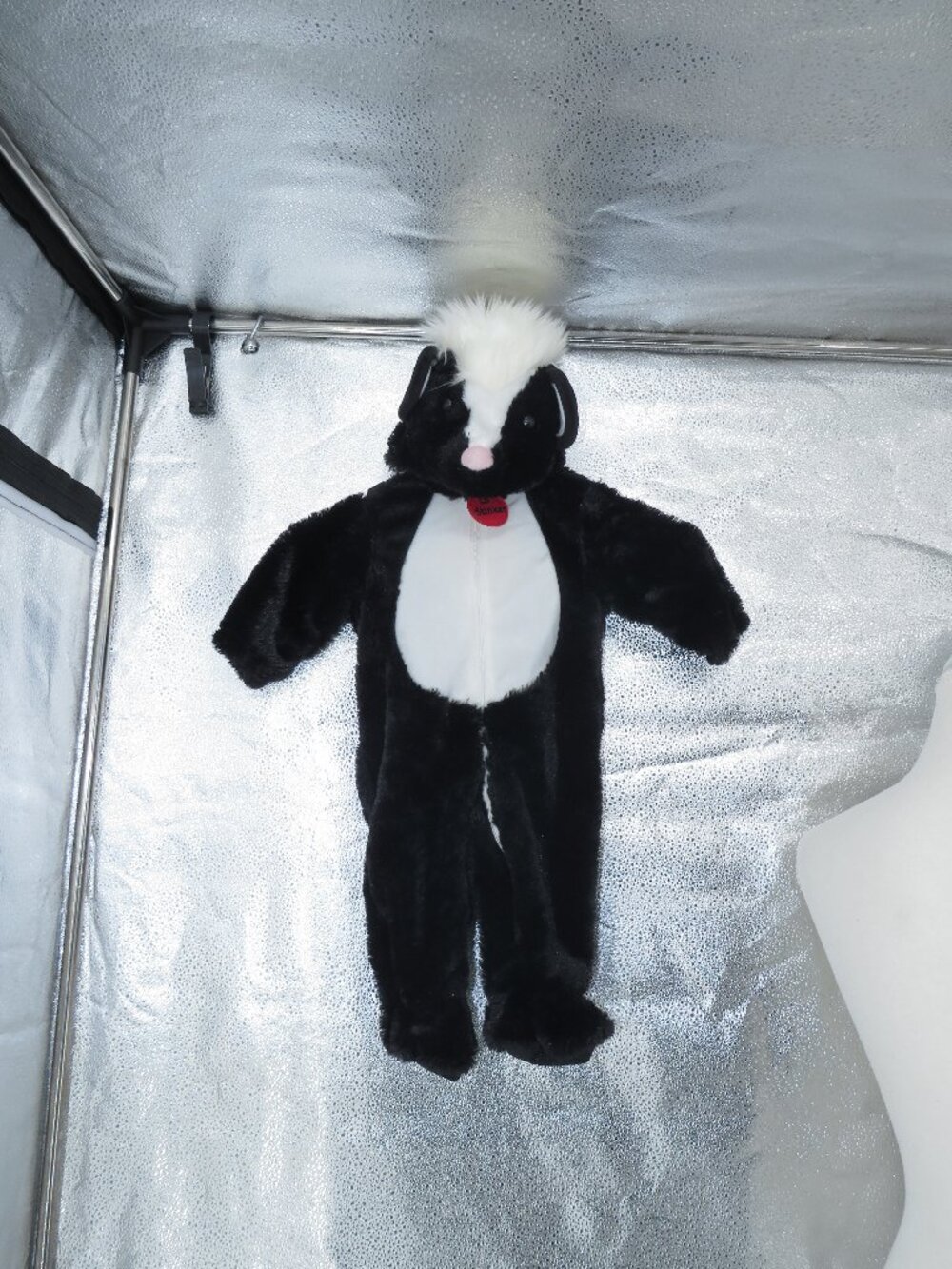 Baby Skunk Costume 3-6M Plush Animal Halloween Bodysuit Black White Lil Stinker